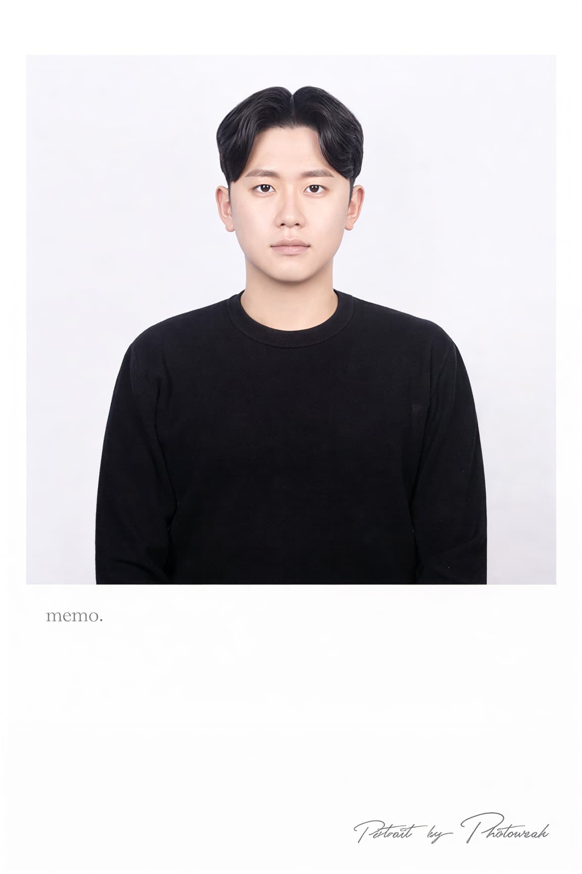 규정을 준수한 깔끔한 여권사진 예시 - 1:1 정밀 보정 적용